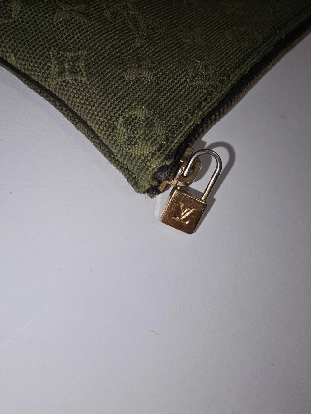 Authentic Louis Vuitton Monogram Mini Lin Pochette Cles Key Pouch Khaki Olive - Picture 7 of 7